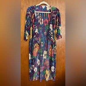 LuLaRoe Shirley 3/4 Sleeve Kimono in Vibrant Colors Floral Print 🌺🌼-Size Small